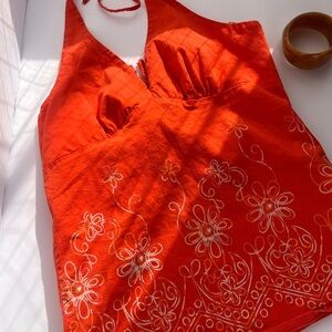 Vintage Y2K  Orange Floral  Tank Top